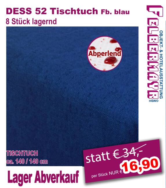 DESS 52 TISCHTUCH Fb. blau - abperlend!